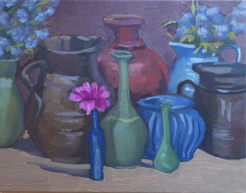 Holly's Pots, Magenta Flower by Erin Lee Gafill