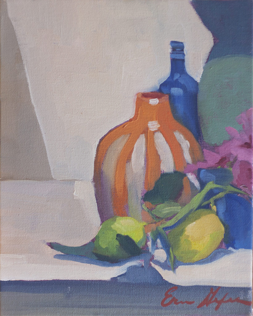 Orange Striped Vase, Lemons from the Garden by Erin Lee Gafill