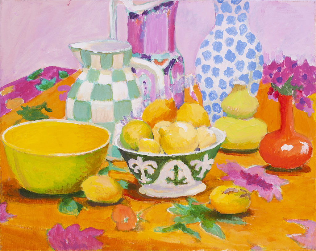 Still Life with Lemons in a Bowl by Kaffe Fassett