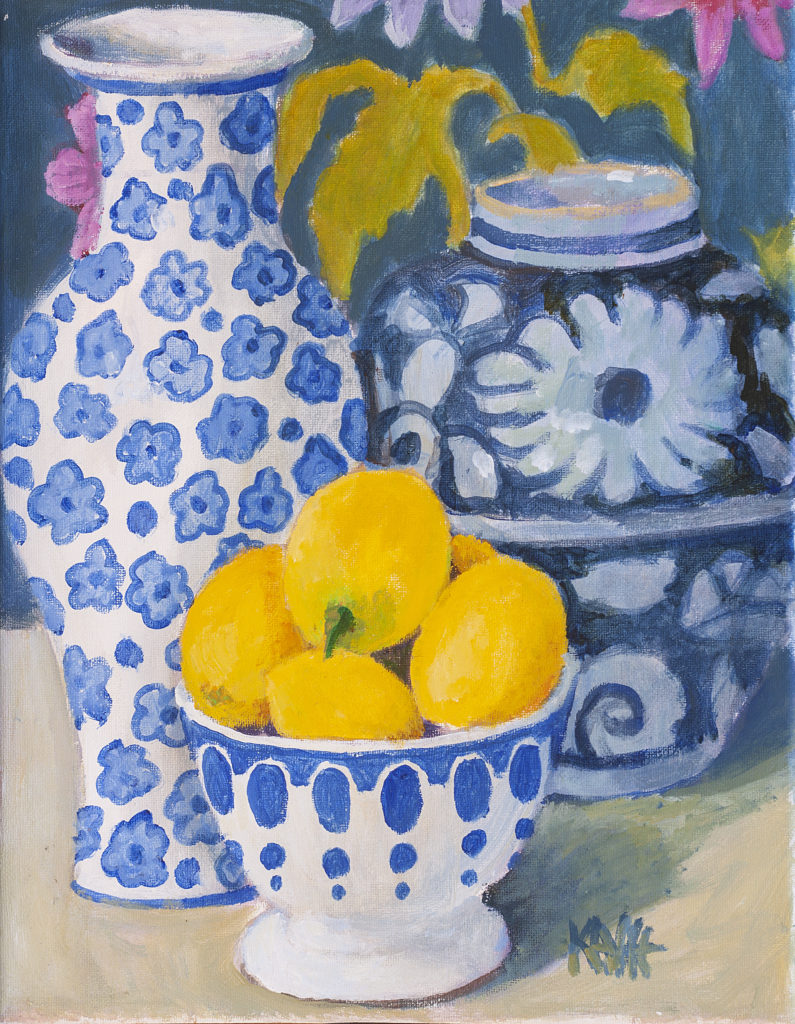 Blue Bowl of Lemons by Kaffe Fassett