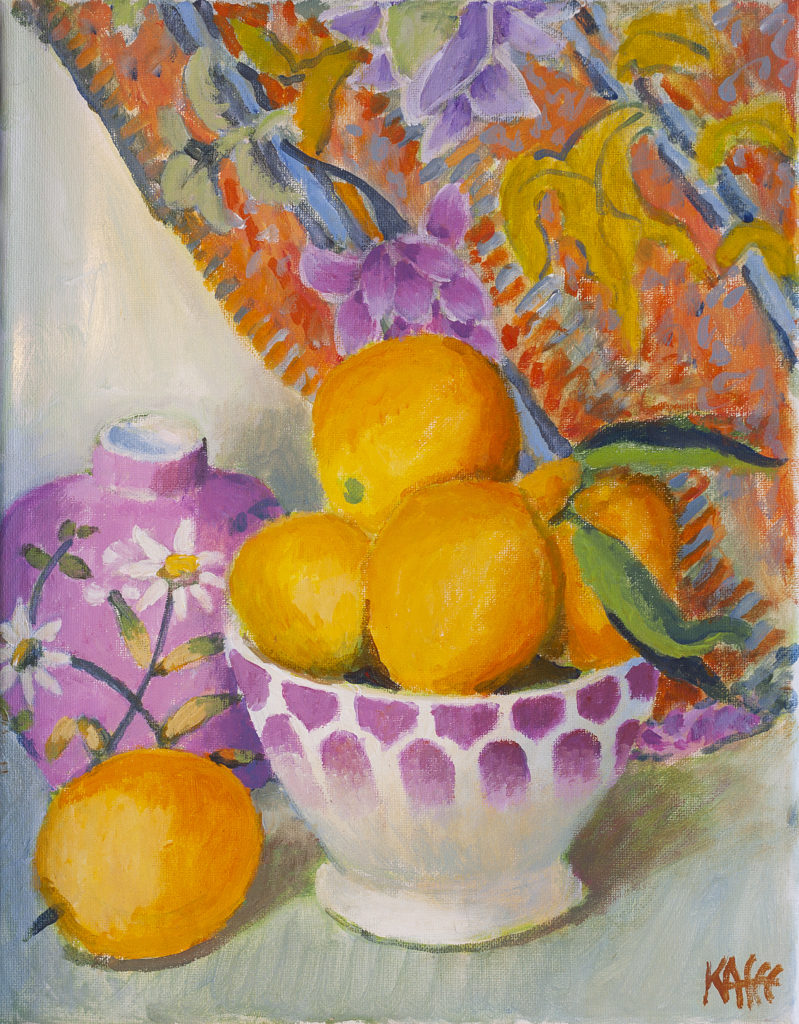 Bowl of Tangerines by Kaffe Fassett